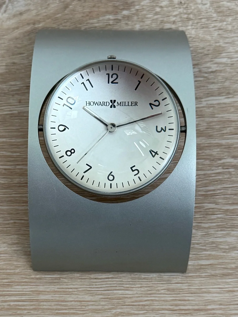 Howard Miller Glass Globe Rotating Desk Clock with Aluminum Color Base